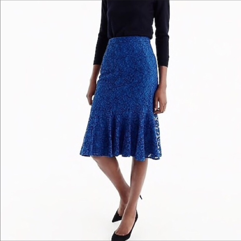 J. Crew Blue Lace Skirt - Picture 2 of 2